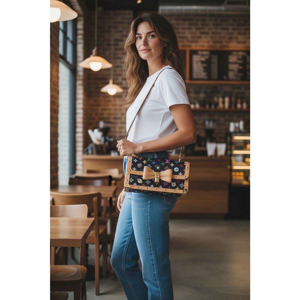 Louis Vuitton Murakami Eye Love You Bow Bag Black Multicolor Monogram RARE NIB - Picture 2 of 15